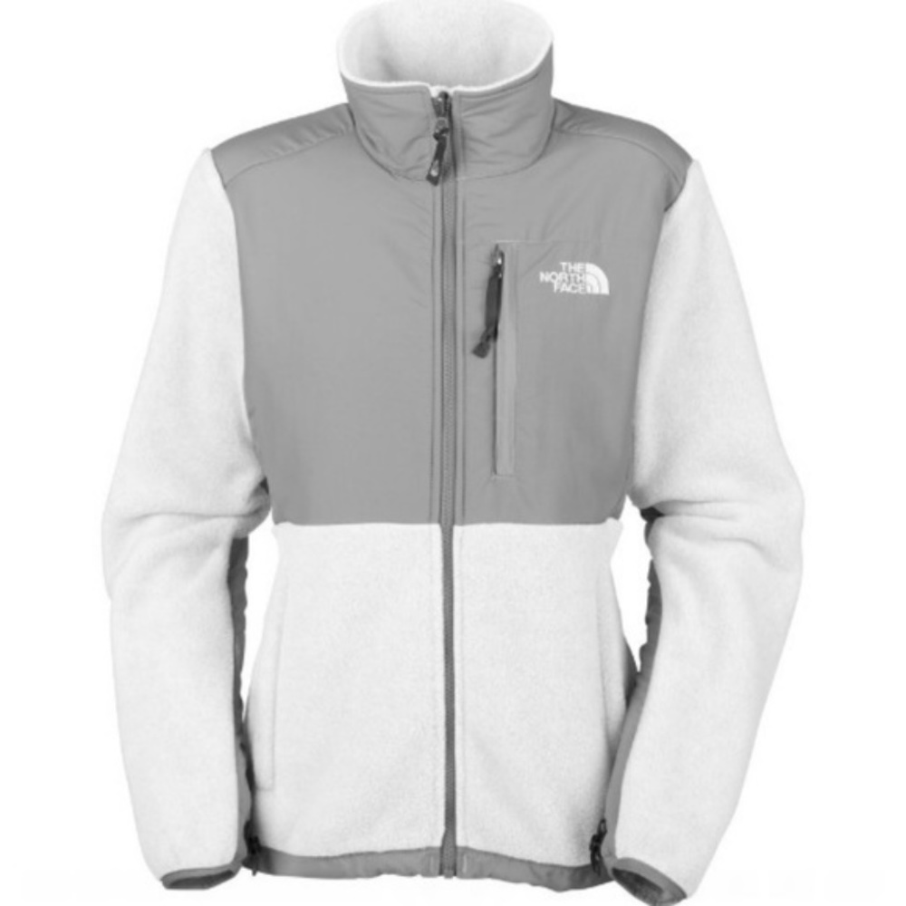 Off-white and grey North Face jacket